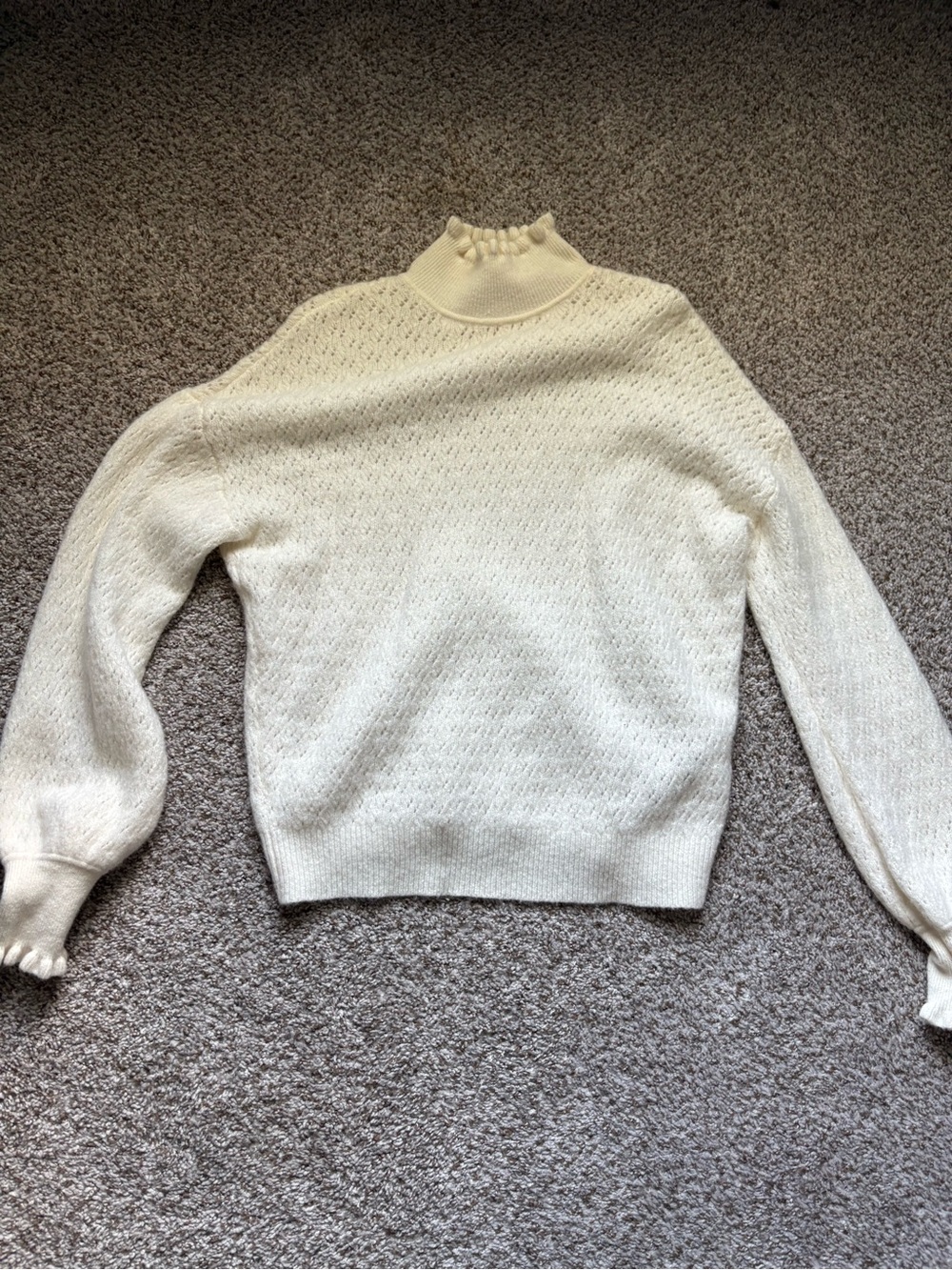 Ted Baker Cream Textured Mock Neck Sweater